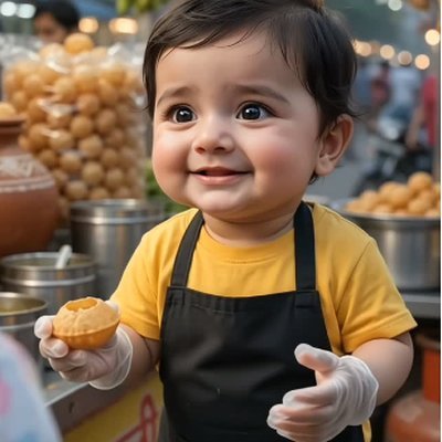 Comedy short still — a baby street vendor